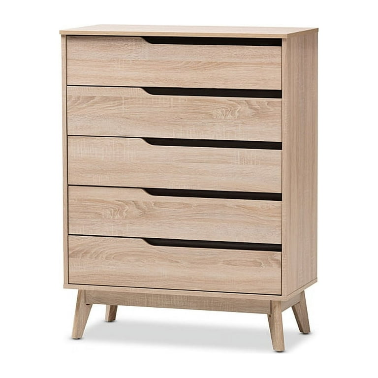Baxton Studio Fella Mid-Century Modern Two-Tone Oak and Grey Wood 5-Drawer Chest Baxton Studio Fella Mid-Century Modern Two-Tone Oak and Grey Wood 5-Drawer Chest