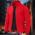 thumbnail image 3 of Lightweight Jackets For Men Full Zip Windbreaker Stand Up Collar Fashionable Casual Jacket With Pockets Red L, 3 of 5