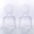 thumbnail image 6 of 2xhome Set of 2 Clear Luxury Modern Contemporary Glam Stackable Dining Chairs, Transparent Glossy Acrylic Side Chairs with Decorative Open Back Design for Dining Room, Vanity, Living Room, and Patio, 6 of 8