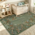thumbnail image 4 of Wonnitar 4x6 Floral Washable Rug, Soft Green Rugs for Bedroom, Non-Slip Low-Pile Carpet for Nursery Laundry Entrance, 4 of 12