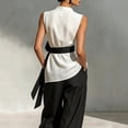 thumbnail image 6 of LEKWK Two Piece Sets for Women Mock Neck Tie Waist Sleeveless Tops and Wide Leg Pants Summer Fashion Beach Vacation Business Casual Outfits, 6 of 6