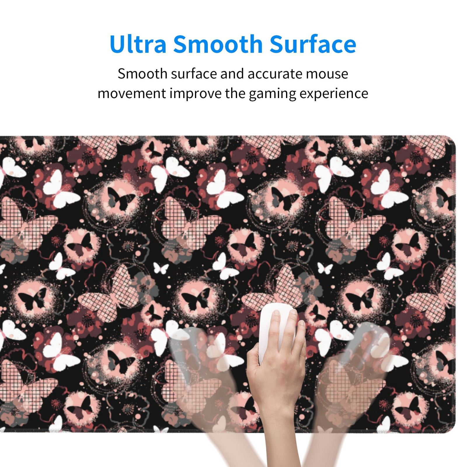 Rateoe Butterflies1 Print Mouse Pad - Extended Large Gaming Mousepad,Non-Slip Stitched Edge,16x29.5 Inch