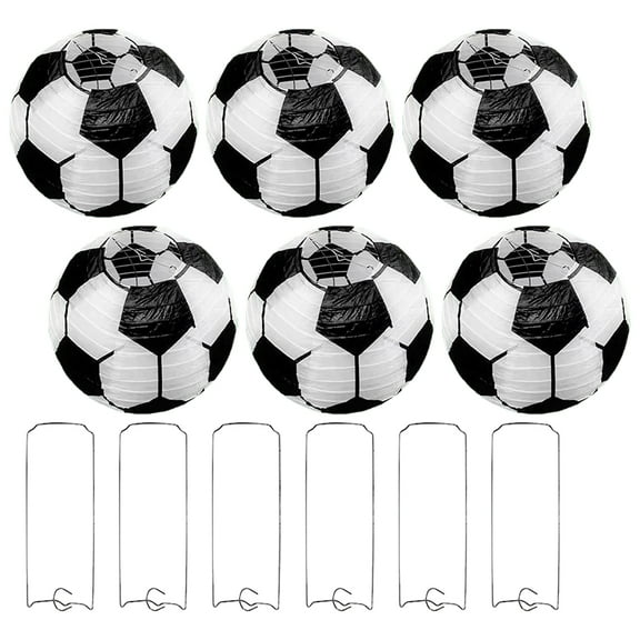 IDEANATEGRATE 6Pcs Football Decorative Lanterns Assorted Color Metal for Creative Soccer Theme Party