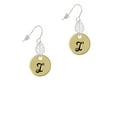 thumbnail image 2 of Delight Jewelry Goldtone Large Disc Letter - I - 3/4'' Silvertone Leaf French Earrings, 2 of 5