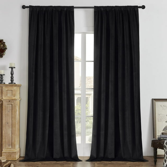 Cortina Joydeco de Terciopelo Negro 157x274 cm Aislante Térmico