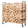 thumbnail image 2 of Costway 4FT Firewood Storage Log Rack Heavy Duty Iron Log Holder W/ Waterproof PVC Cover, 2 of 10