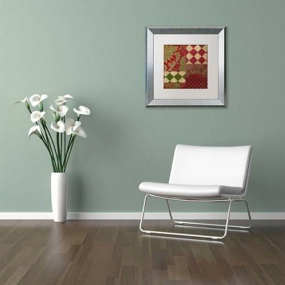 Trademark Fine Art "Merry Christmas Patchwork II" Canvas Art by Color Bakery White Matte, Silver Frame