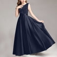 thumbnail image 5 of Girls' Sequin Embellished Satin Sleeveless Dress, Elegant formal gown for recitals, weddings and special occasions, 0-13 Years Navy 3-4 Years, 5 of 7