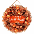thumbnail image 7 of Thanksgiving Ribbon Wreath Ornament, Wooden Print Happy Fall Y'All Harvest Front Door Wreath Hanging Sign for Farmhouse Porch Entryway Fall Home Decor Orange, 7 of 7
