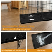 YRLLENSDAN 48 inch Dog Crate, Dog Crates and Kennels for Big Dog Foldable Large Dog Crate for Large Dogs with Handle Double-Door Outdoor Metal Wire Dog Cage with Plastic Tray for Medium Dogs, Black