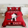 thumbnail image 2 of Homewish Ice Hockey Lover Bedding Comforter Set,Sport City Twin Comforter Sets,White Red Black Bedding Set For Boys,Ultra Soft Bedroom Decorative Reversible,2pcs, 2 of 8