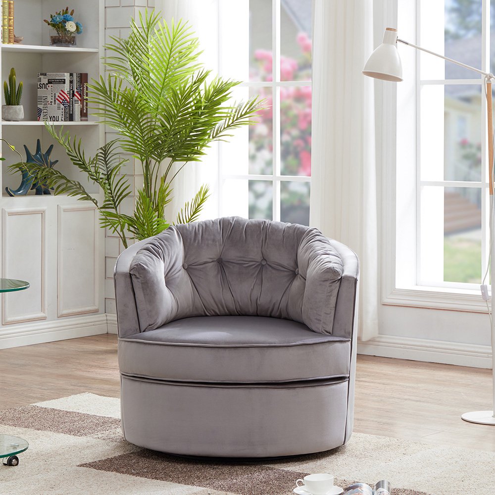 Lowestbes 35" Modern Swivel Accent Chair, Barrel Chair for Hotel Living