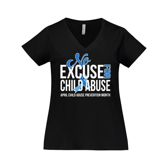 Inktastic No Excuse for Child Abuse April Child Abuse Prevention Month Women's Plus Size V-Neck T-Shirt