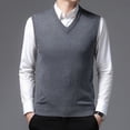 thumbnail image 3 of Suéter de cachemira Chaleco de hombre Suéter de cuello en V Chaleco de punto holgado de talla grande para hombre de mediana edad, 3 of 5