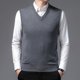 thumbnail image 3 of Suéter de cachemira Chaleco de hombre Suéter de cuello en V Chaleco de punto holgado de talla grande para hombre de mediana edad, 3 of 5