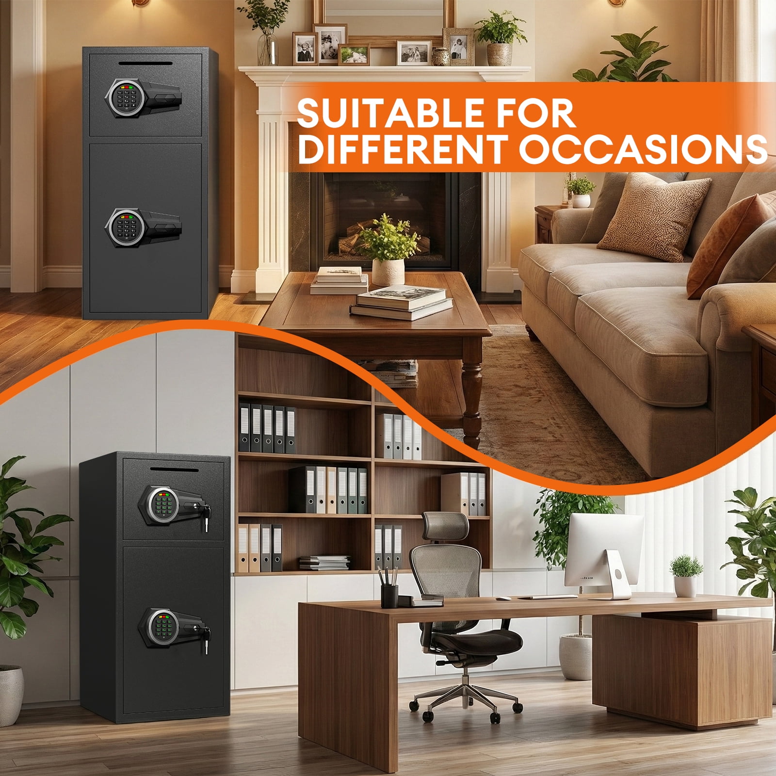 6.0 Cu ft Large Safe Box, Money Safe With Mute Function and LED Light, Digital Keypad Home Safes with Deposit Slot & Dual Alarm System,Security Box for Money Valuables