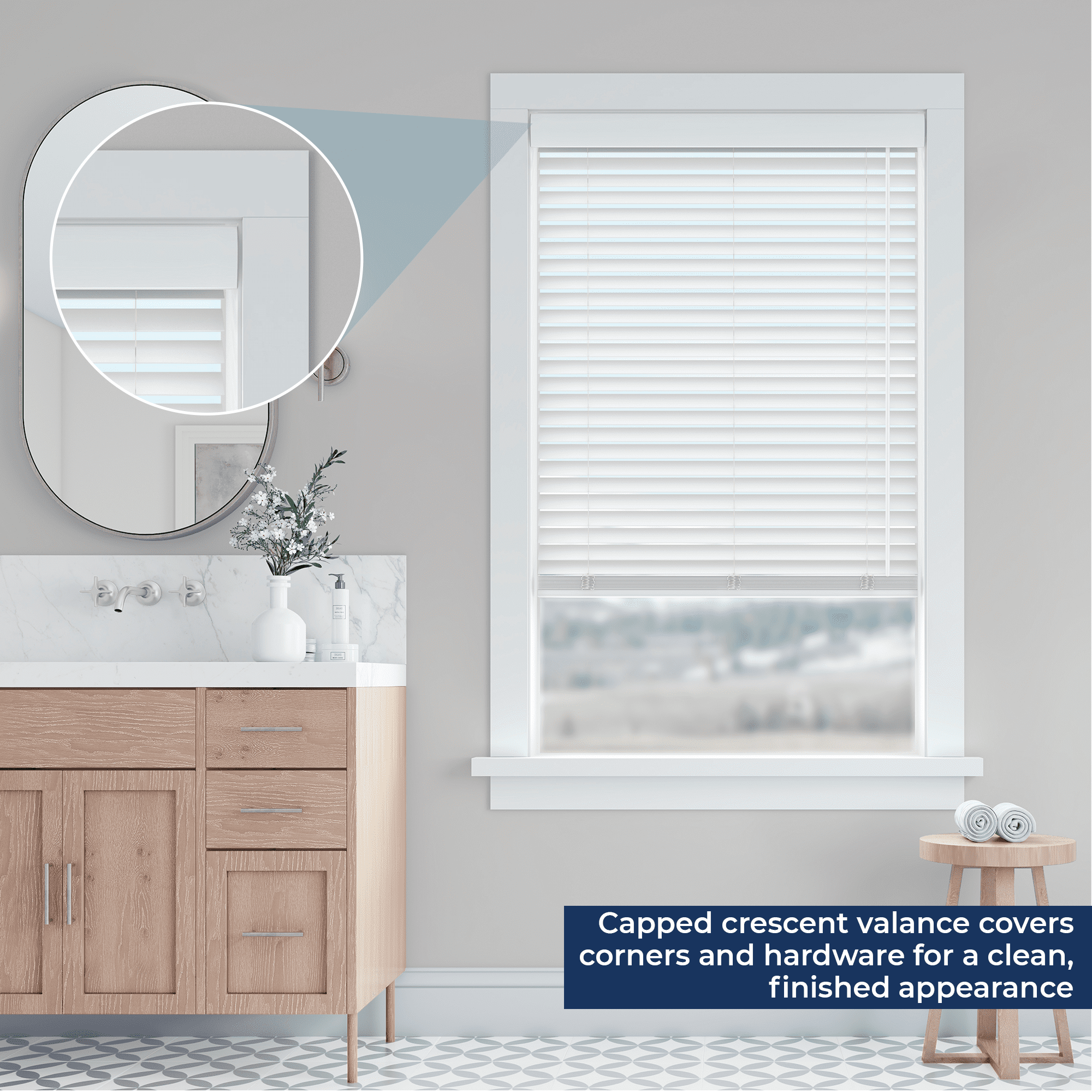 LEVOLOR BASICS 2" Cordless Faux Wood Blinds, White, 47" Width x 64" Length