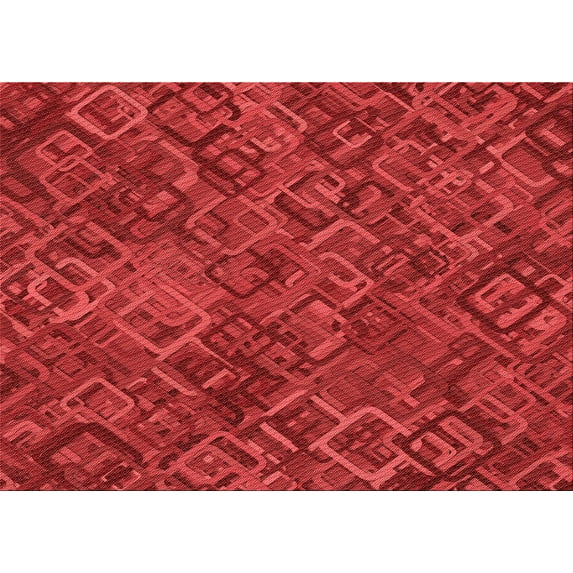 Ahgly Company Machine Washable Indoor Rectangle Transitional Red Area Rugs, 7' x 9'