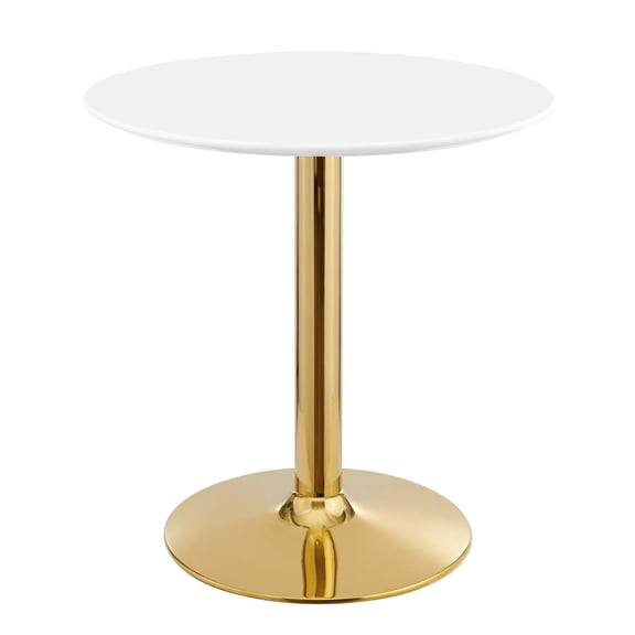 Modway Verne 28" Round Modern Wood & Metal Dining Table in White/Gold