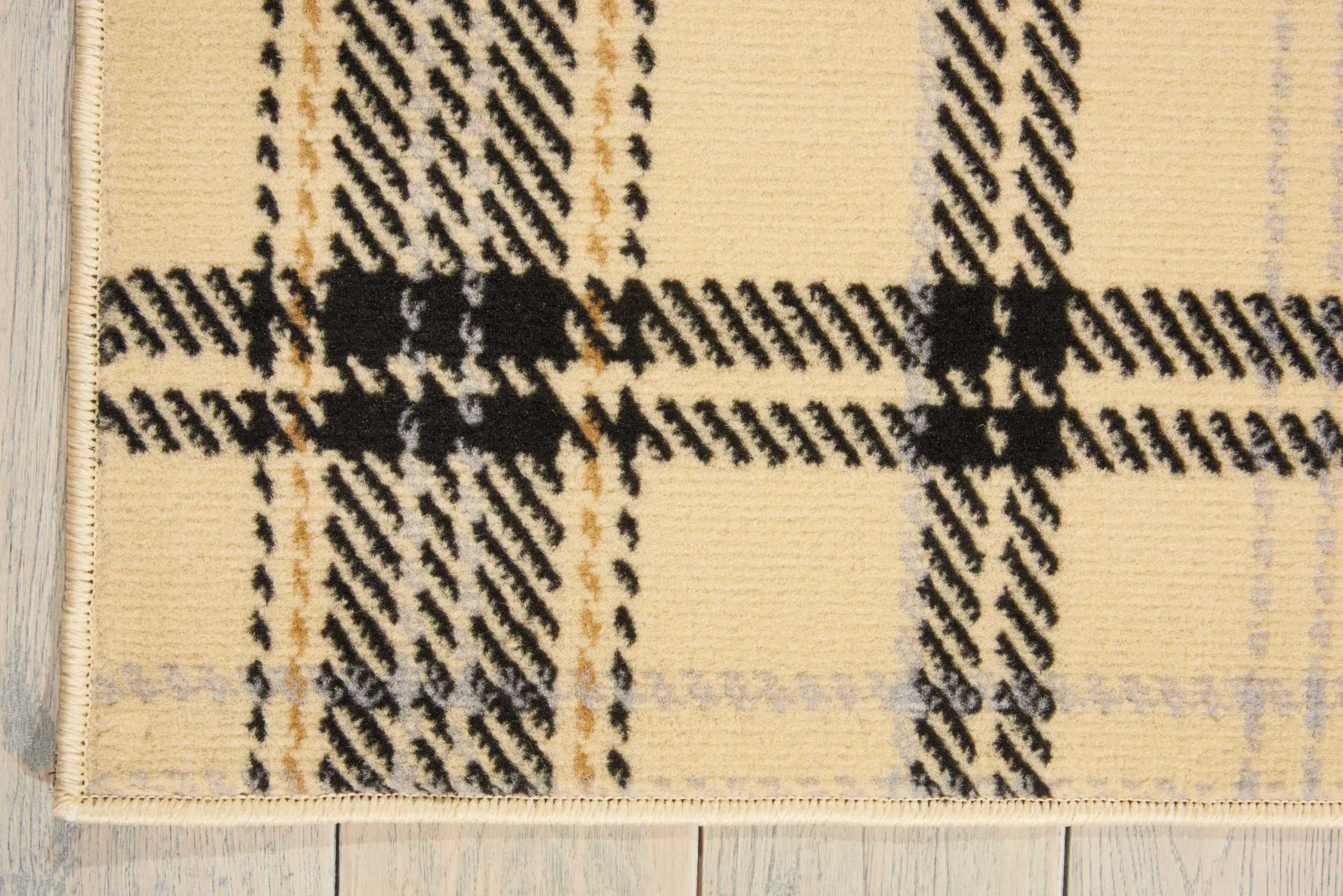 Cream/Black Farmhouse Plaid Area Rug by Pinewood Grove