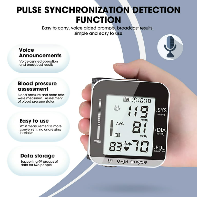 Wrist Blood Pressure Monitor, Professional Cordless Automatic