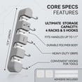 thumbnail image 5 of Self Adhesive Broom Holder Wall Mount, 4 Racks 5 Hooks Mop Organizer, No Drilling Tool Storage Rack for Laundry Room, Gray, 5 of 11