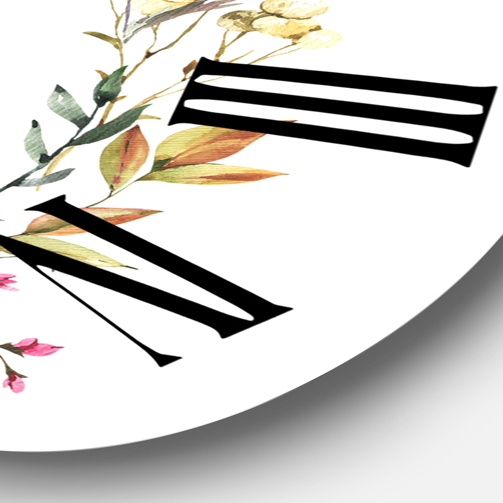 Designart 'Bee In Wildflowers Wreath' Farmhouse Wall Clock