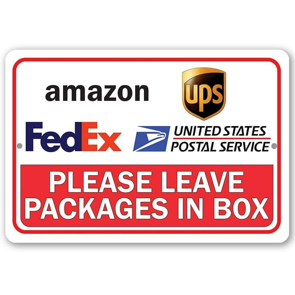Delivery Sign for Package and Box Deliveries - Please Leave Package In Box - Great for Offices and Home Packages and Boxes Delivery Under $20 - Aluminum Safe for Use Indoors or Outdoors… (8" x 12")