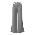 thumbnail image 4 of WTOBBY Women's Vintage Bloom Palazzo Pants - High Waist Wide Leg Trousers with Dual Pockets & Breathable Cotton Blend for Street Fashion,Gray S, 4 of 5