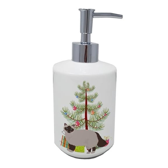 Carolines Treasures CK4570SOAP 7 x 3.5 in. Unisex Birman Cat Merry Christmas Ceramic Soap Dispenser