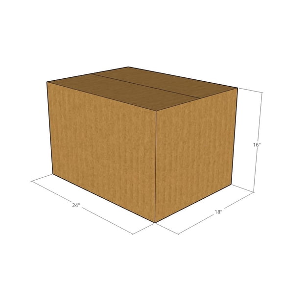 24x18x16 Kraft Brown Corrugated Shipping Boxes, 32 ECT Single-Wall, Qty 10