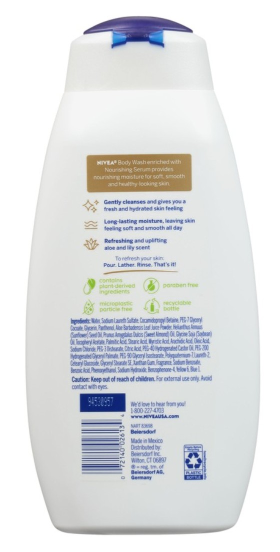 Nivea Body Wash 20oz Fresh Aloe And Lily (Pack of 3)