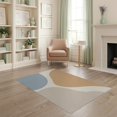 thumbnail image 2 of ODIKA 4'x6' Blue Beige Minimal Retro Abstract Design Washable Area Rug Flowing Shapes with Subtle Earthy Tones Pet Friendly, Non-Shedding for Bedroom, Reading Nook, 2 of 7