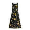 thumbnail image 4 of USSUMA Womens Dresses Vacation, Women's V-Neck Spaghetti Strap Boho Long Maxi Dresses Sleeveless Sunflower/Leopard Print Summer Dresses Beach Party Sundress, 4 of 5