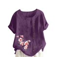 thumbnail image 2 of Summer Savings Clearance kttectoa Casual Plus Size Retro Flowy Blouses Shirts for Women Floral Print Blouse Tops Short Sleeve Round Neck Tops for Ladies Free Shipping Street, 2 of 3