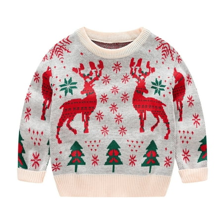 

WZHKSN Child Sweater Toddler Baby Kids Girls Boys Christmas Knit Warm Pullover Casual Clothes Coat