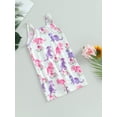 thumbnail image 3 of GXFC Little Girls Jumpsuits Kids Girls Sleeveless Spaghetti Straps Graphic Print One Piece Romper Shorts Children Girls Cute Bodysuit Clothes 2-7T, 3 of 8