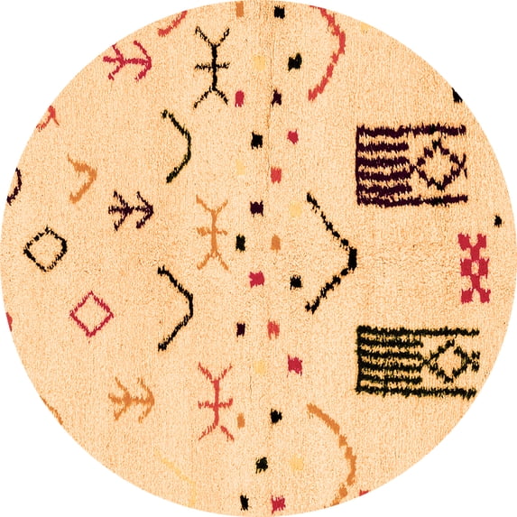 Ahgly Company Indoor Round Solid Orange Modern Area Rugs, 8' Round