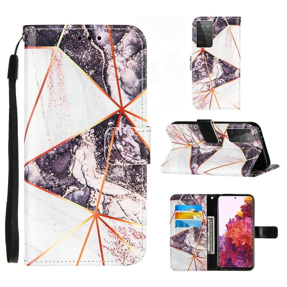 Allytech Galaxy S21 Plus Wallet Case, Galaxy S21 Plus Case, Marble Pattern PU Leather Kickstand Flip Cover Shockproof Drop Protection Cards Holder Wallet Case for Samsung Galaxy S21 Plus, Black