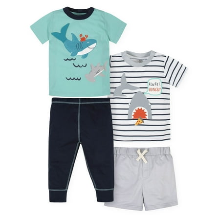Gerber Baby & Toddler Boy Shirts, Shorts & Jogger Pants, 4pc Outfit Set