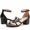 thumbnail image 4 of DADAWEN Women's Open Toe Dressy Sandals Chunky Block Heel Wedding Shoes Black 7US, 4 of 6