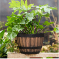 thumbnail image 2 of Large Capacity Wine Barrel Shape Planter Plastic Flower Pot Creative Decorative Plant Container for Home Garden Yard Patio Porch Display, 2 of 8