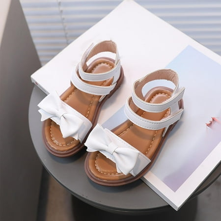 

RUICUW Girls Sandals Summer Bowknot Sandals Slippers Little Girls Soft Sole Sandals Roman Sandals Summer Children s Sandals Girls Princess Shoes 5-5.5 Years