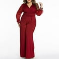 thumbnail image 3 of Pompotops Femmes Manches Longues Jambes Larges Combinaisons Pantalon Romper Mesh V Col Chemisier Combinaisons Lâches, 3 of 8