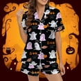 thumbnail image 2 of Pjs Sets for Women Comfortable Graphic Printed Satin Button Short Sleeve Top & Shorts Pajamas for Women, 2 of 5