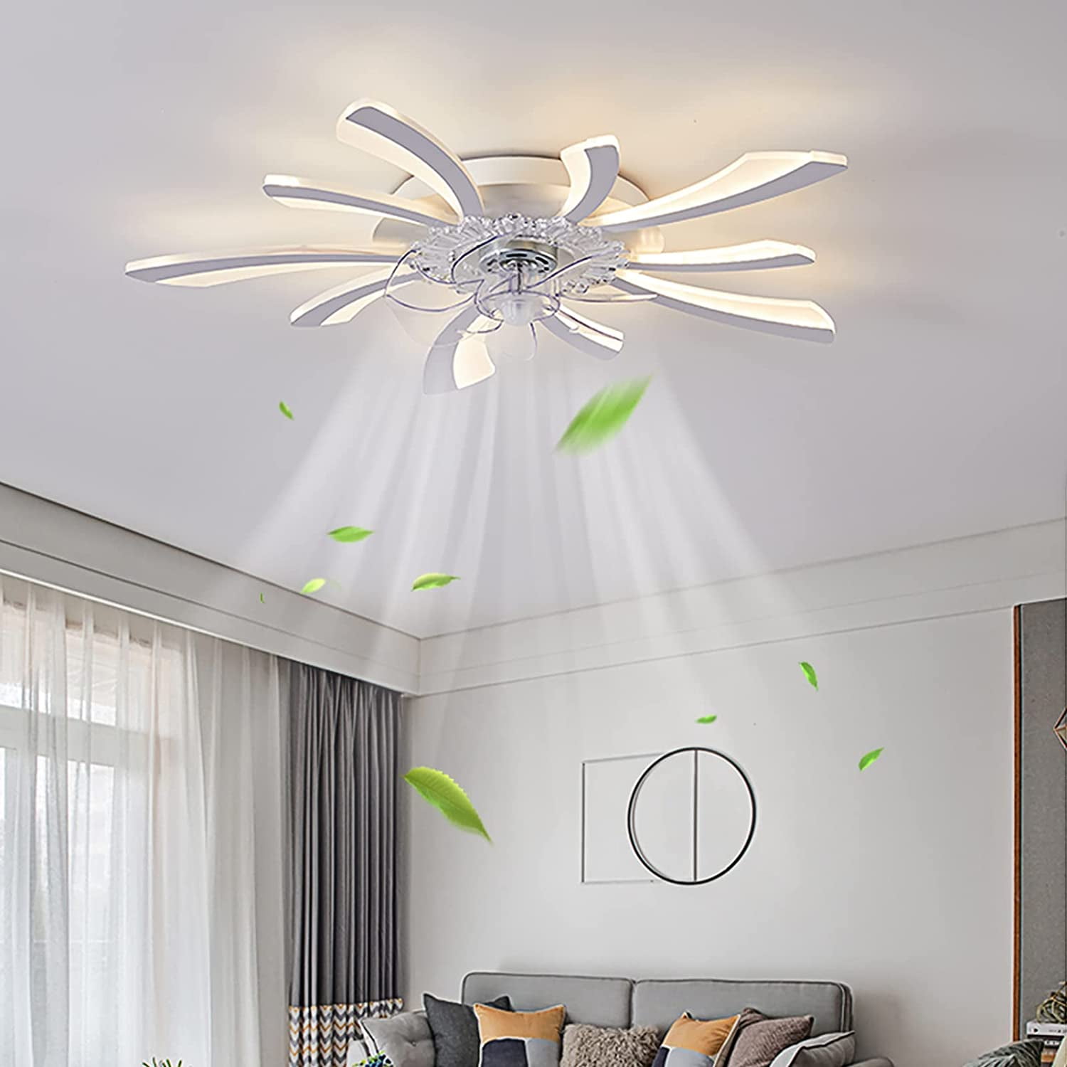 30.7" Ceiling Fans with Lights and Remote Control,Modern Flush Mount 3 Color Changeable, 6 Speeds Dimmable Round Low Profile Ceiling Fan for Bedroom Room Dining Room Living Room - Walmart.com
