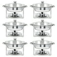 thumbnail image 1 of Ensemble de Buffets à Réchaud en Acier Inoxydable Robuste – Lot de 6 Réchauds Alimentaires de 5 Qt avec Couvercles en Verre, Porte-Carburant, Casseroles pour Aliments et Eau – Parfait pour la Restauration, les Mariages, les Événements (6 Pcs), 1 of 8