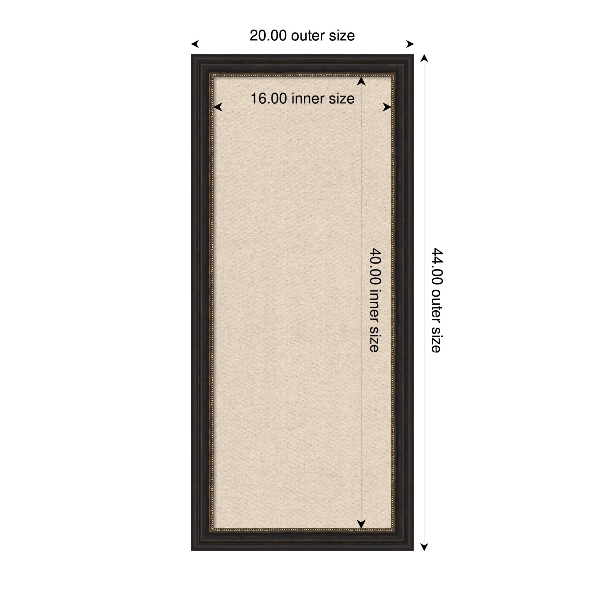 Kate and Laurel Framed Fabric Pinboard 20 x 44, Neutral Weave Printed Linen Decorative Bulletin Board for Use as a Vision Board or Wall Organization, Accent Bronze Narrow Frame