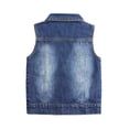 thumbnail image 2 of KIDSCOOL SPACELittle Kid Jean Vest,Junior Ripped Embroidery Denim Jacket Tops,Blue,5-6 Years, 2 of 5