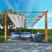 Paragon Outdoor 11' x 11' Florence Aluminum Pergola in Canadian Cedar with Silver Canopy